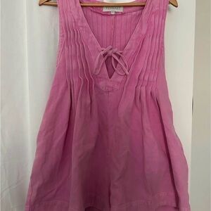 Veveret Pink Pleated Romper Tie Front Boho Flowy Sleeveless Size M